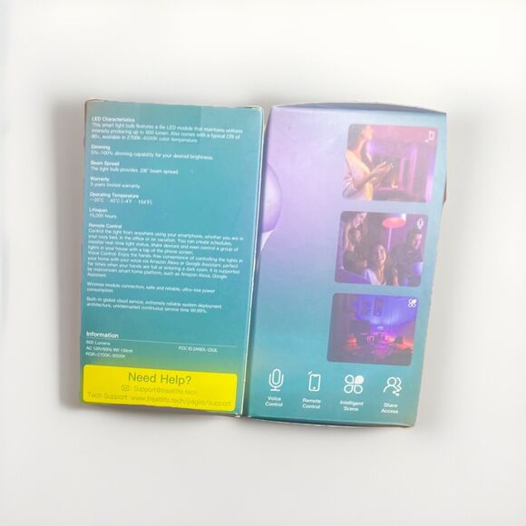 NIB 2x Treatlife WiFi Smart RGB LED Bulb Work W/ Alexa + Google Home 60W - Picture 4 of 4